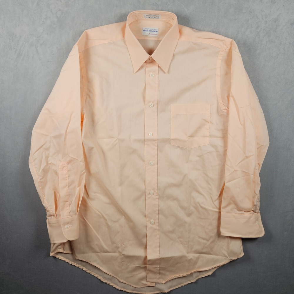 True Vintage Marshall Fields Dress Shirt Mens 16/32 Pink English Poplin USA Made
